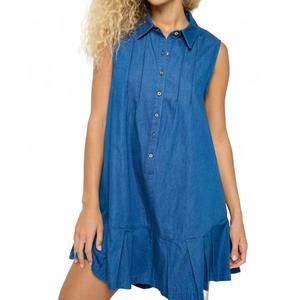 NEW MEET ME IN SANTORINI azure denim romper in blue
